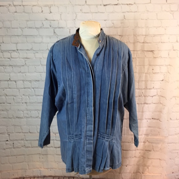 Outback Tops - Outback Denim Button Down Shirt Box Pleate Top Medium